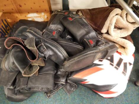 A quantity of motorbike leathers