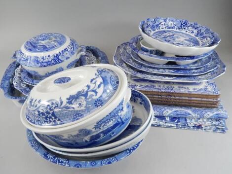 A large quantity of modern Copeland Spode Italian blue printed kitchen ware