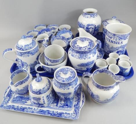 A large quantity of modern Copeland Spode blue Italian pattern tea ware