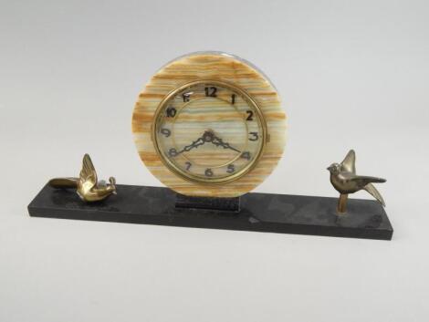 A French onyx Art Deco period mantel clock