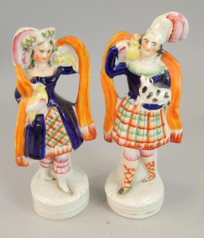 A pair of 19thC Staffordshire flatback figures