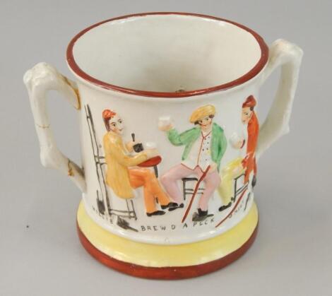 A 19thC Staffordshire loving cup