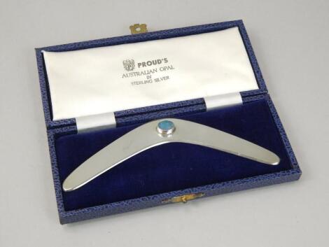 A novelty white metal letter opener