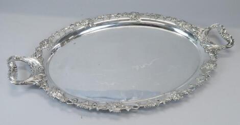 A silver plated two handled tray