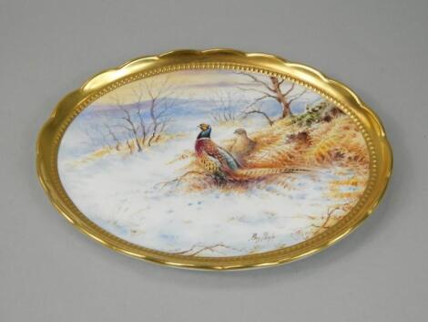 A modern Royal Worcester style porcelain plaque