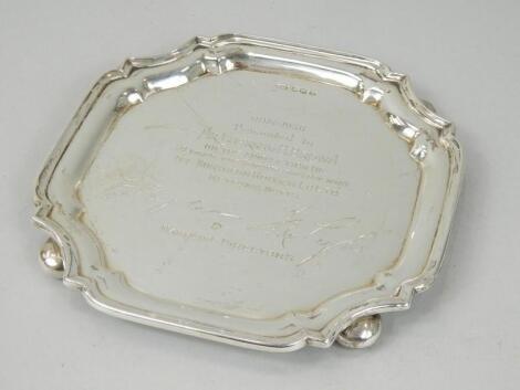 A George V silver canted rectangular waiter