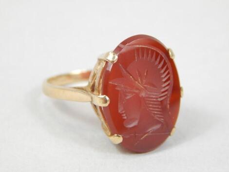 A 9ct intaglio ring