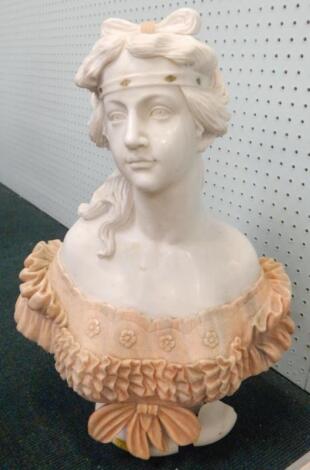 A classical design portrait marble finish bust of a lady