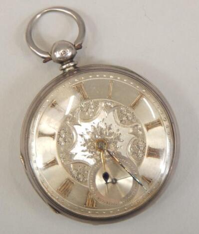 A Victorian silver key wind open face pocket watch