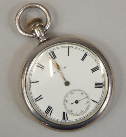 A mid 20thC white metal Elgin pocket watch