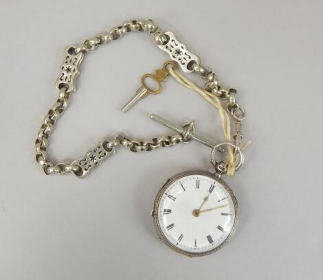 A Victorian silver cased fob watch