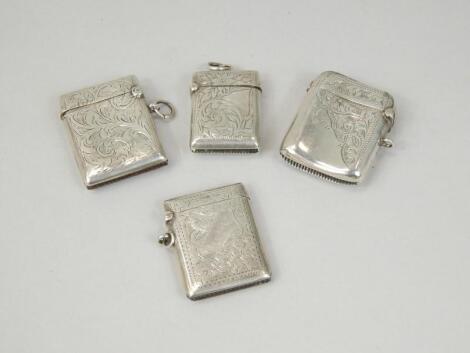 Four late 19th/early 20thC silver vesta cases