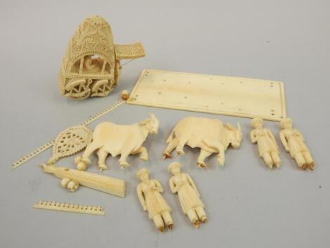 Various early 20thC ivory carvings