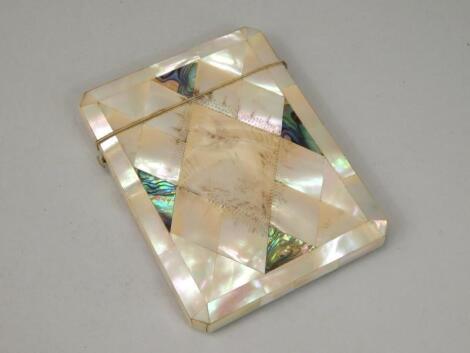 A 19thC mother of pearl rectangular card case