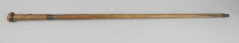 A Victorian bamboo and brass mounted sword stick