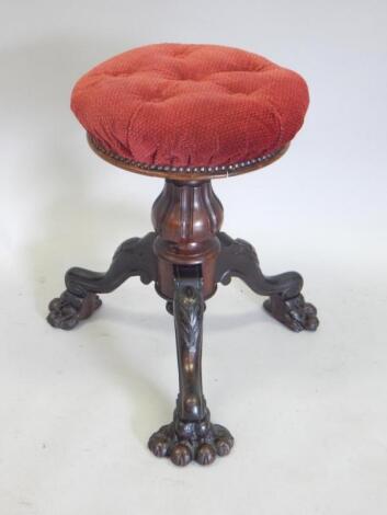 An unusual Victorian rosewood piano stool