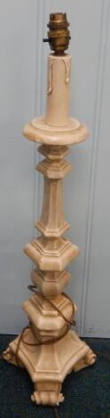 A Continental style cream painted composition lamp base