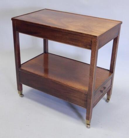 A mahogany two tier trolley