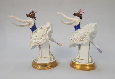 Two Dresden porcelain crinoline ladies - 3