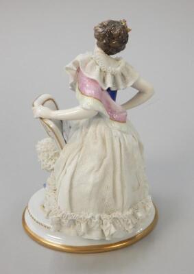 A Dresden porcelain crinoline lady - 3