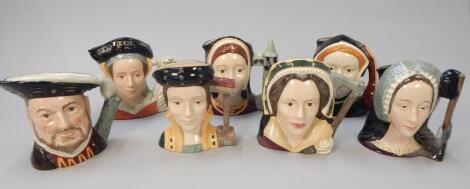 Seven large Royal Doulton character jugs