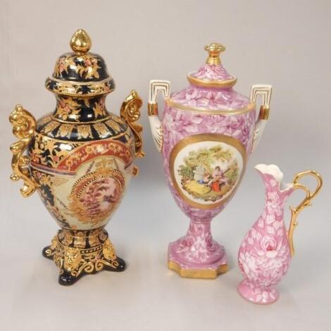 Three items of Continental porcelain