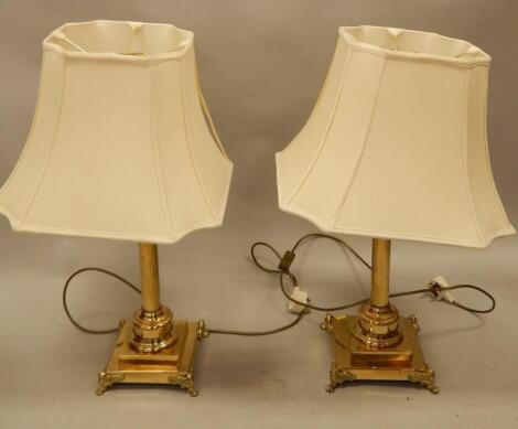 A pair of modern brass lamp bases