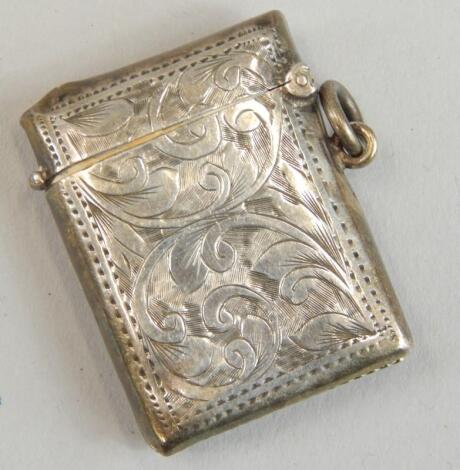 An Edwardian engraved silver vesta case