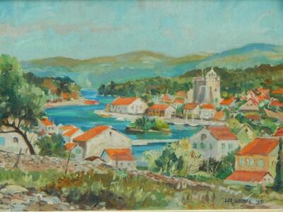 Leslie Grimes (1897-1983). Continental river scene
