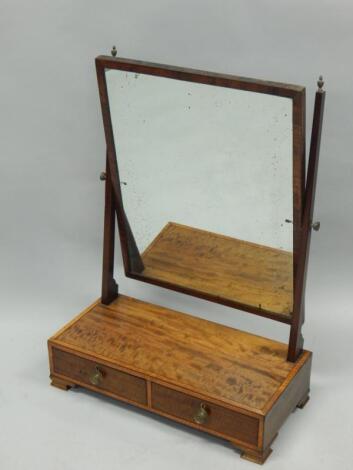 A 19thC mahogany and satinwood cross banded dressing table mirror