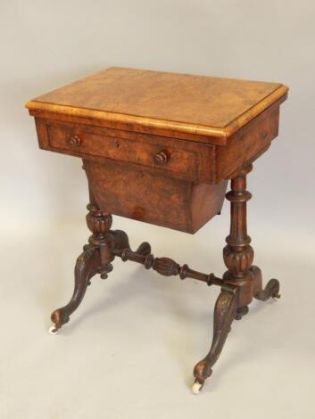 A Victorian burr walnut games/work table