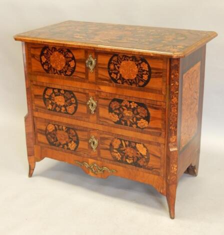 A late 18th/early 19thC Dutch walnut and floral marquetry commode