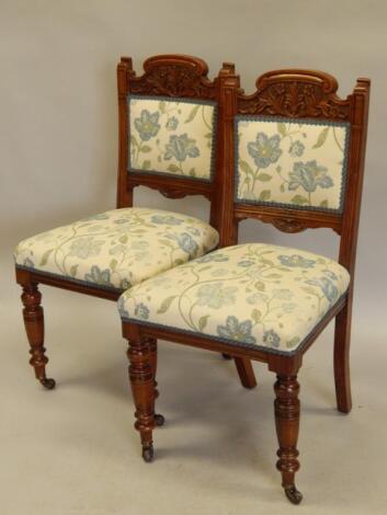 A pair of late Victorian walnut side chairs