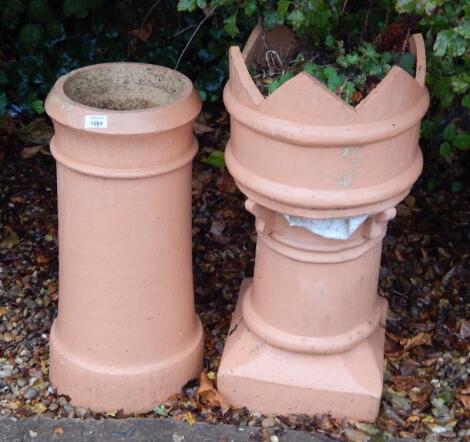 Two terracotta chimney pots