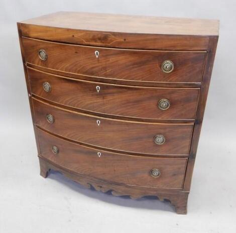 An early 19thC mahogany bow front chest of drawers