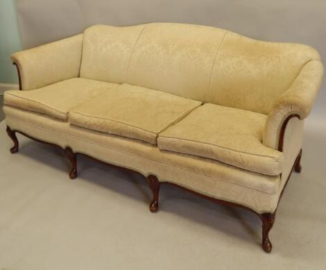 A mid 20thC mahogany three seat sofa