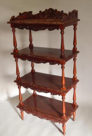 A modern Eastern hardwood four tier whatnot