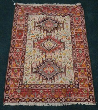 A modern Sumak Kilim flat weave rug