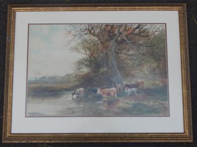 Henry Charles Fox (1860-1935). Cattle by the river - 2