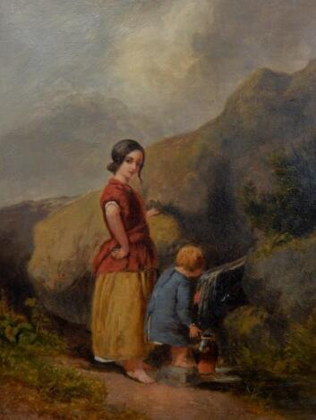 Follower of Paul Falconer Poole (1807-1879). Mother and son collecting water