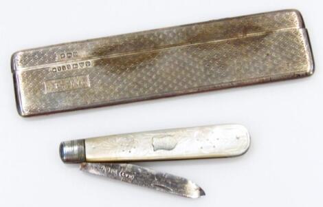 A late Victorian silver bladed fruit knife