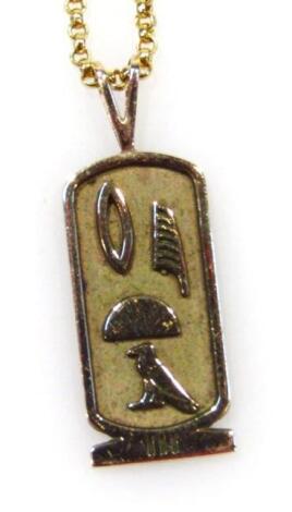 A 9ct gold hieroglyphic style pendant