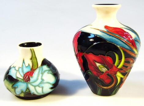 A modern Moorcroft Satin Flower pattern vase