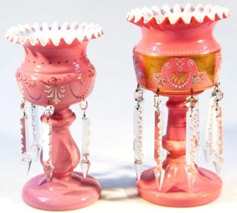 A 19thC pink glass lustre