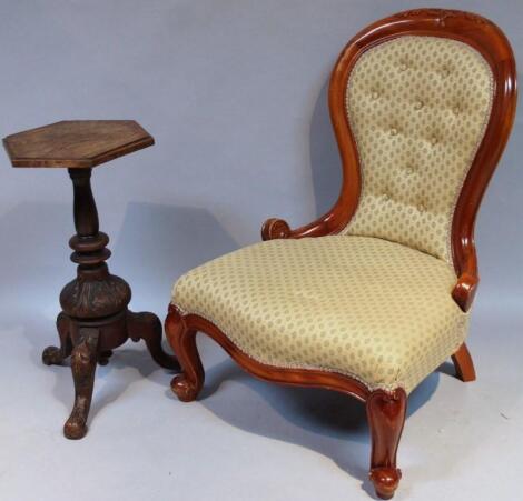 A Victorian style spoon back open chair