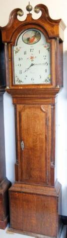 A 19thC mahogany and oak long case clock