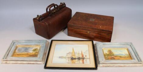 An early 20thC brown leather Gladstone bag