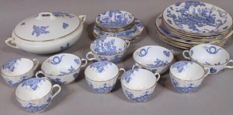 A Royal Worcester Blue Dragon pattern part dinner service