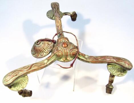 An early 20thC Art Nouveau copper ceiling light