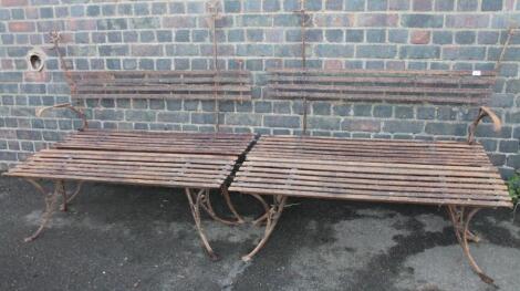 A 19thC slatted iron bench set